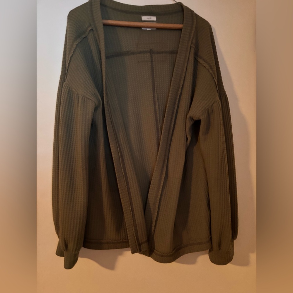 Blu Pepper Sage Waffle Knit Sweater